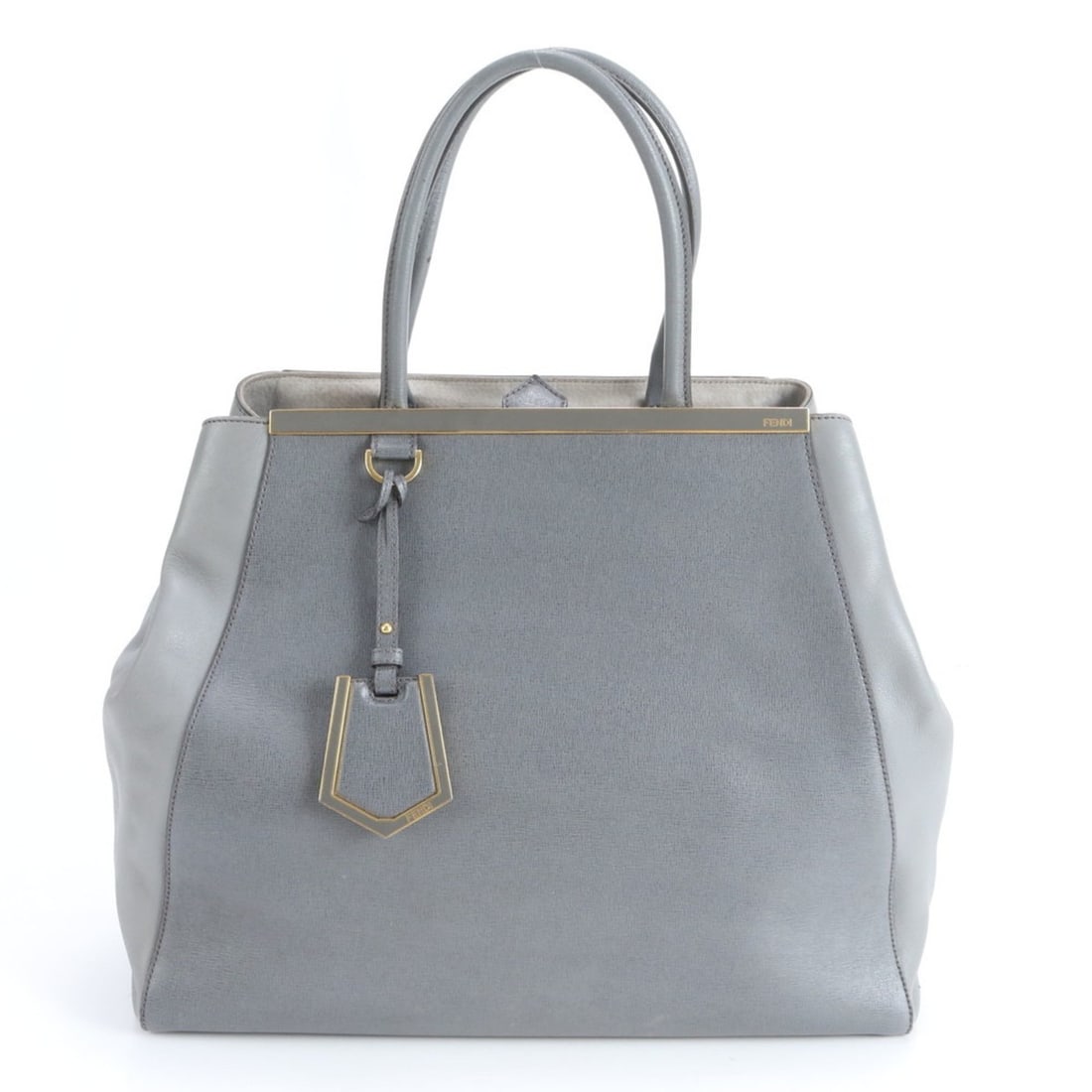 Fendi Toujours 8BH251-D7E Leather Tote Bag Shoulder Handbag Gray Women's (1 of 12)