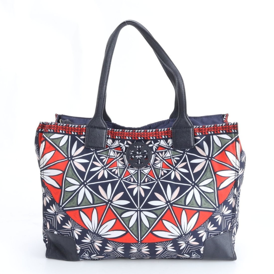 Tory Burch Ella Leather and Nylon Tote Bag Shoulder Handbag Navy Women's (1 of 15)