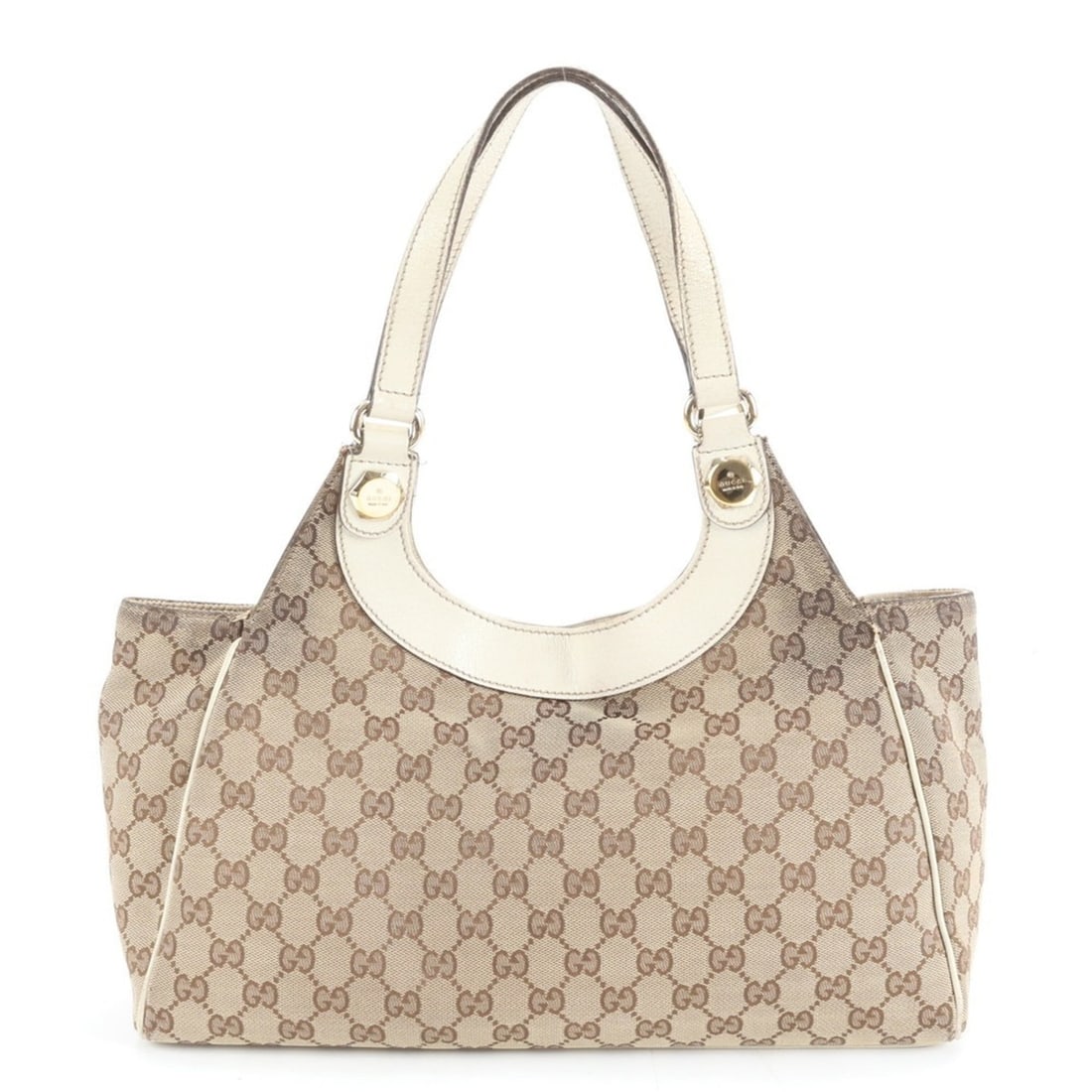 Gucci GG Canvas 154982 Leather Tote Bag Shoulder Handbag Brown Women's (1 of 15)