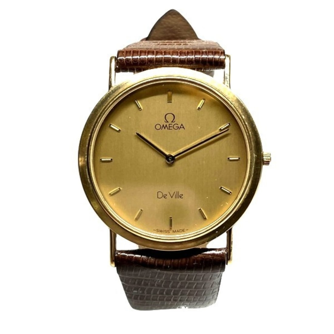 Omega De Ville Quartz Watch Men's Wristwatch: --- Catalog ---Category: SizeWrist Size: 13cm - 17cm / 5.11'' - 6.69''Case Diameter: 31mm / 1.22''Category: DesignType: WristwatchGender: MenColor (Dial): GoldMaterial (Case): Gold platedCategory: Gen