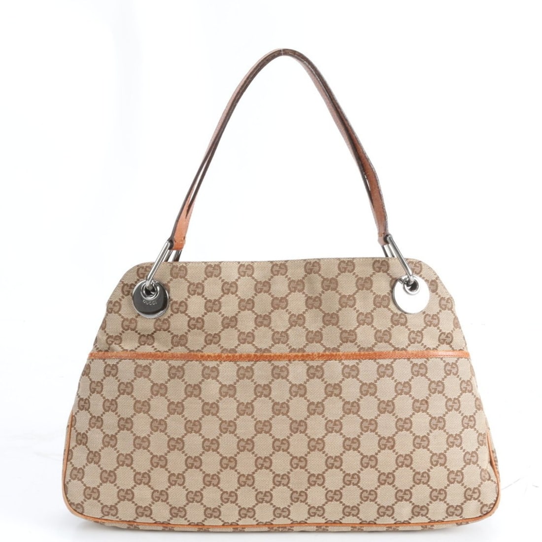 Gucci GG Canvas 121023 Leather Tote Bag Shoulder Handbag Brown Women's (1 of 13)
