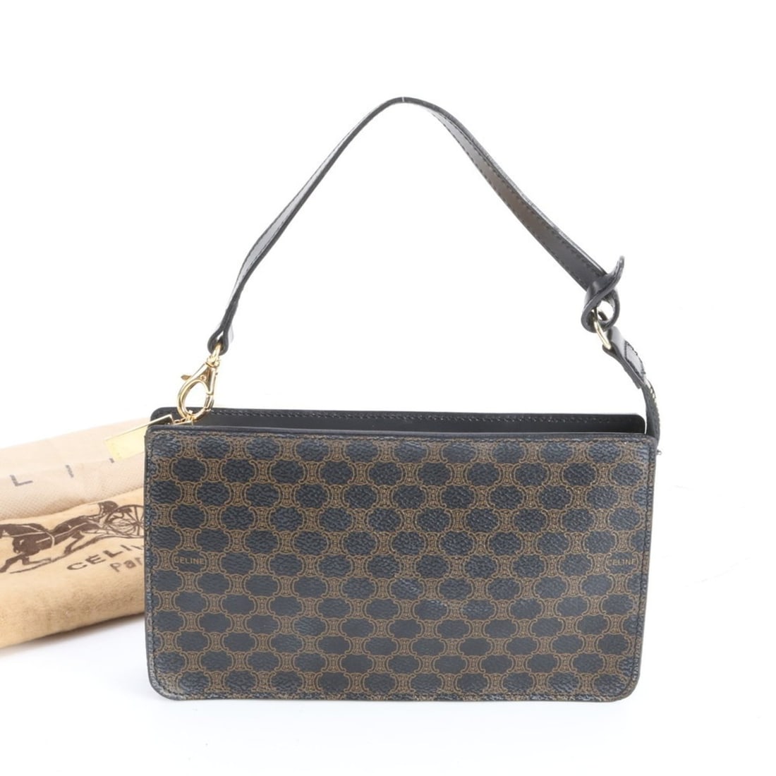 Celine Macadam Leather Handbag Tote Pouch Black Brand Women's (1 of 13)