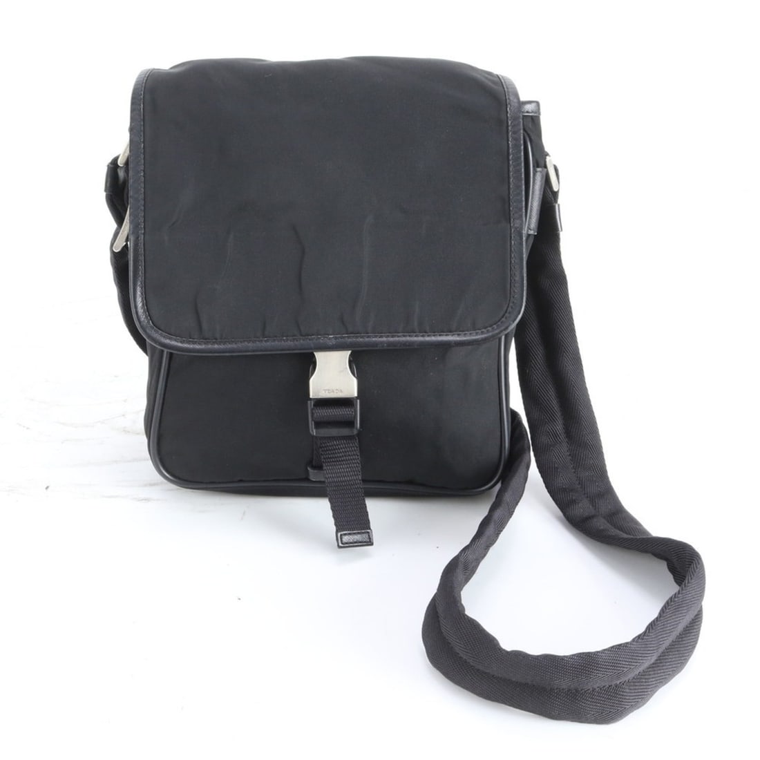 Prada Tessuto Nylon Triangle Logo Leather Shoulder Bag Messenger Black Men's (1 of 18)