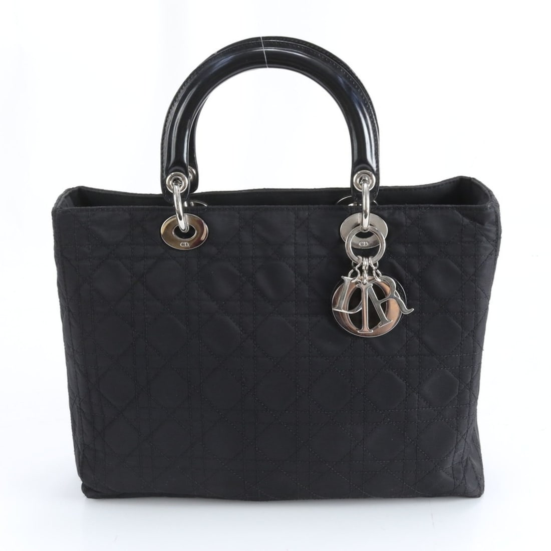 Christian Dior Lady Cannage Leather and Nylon Handbag in Black for Women: --- Catalog ---Category: SizeSize (HxWxD): 25cm x 31cm x 10cm / 9.84'' x 12.2'' x 3.93''Category: DesignType: HandbagColor: BlackGender: WomenMaterial: Leather , Nylon Category: GeneralBrand: Christia