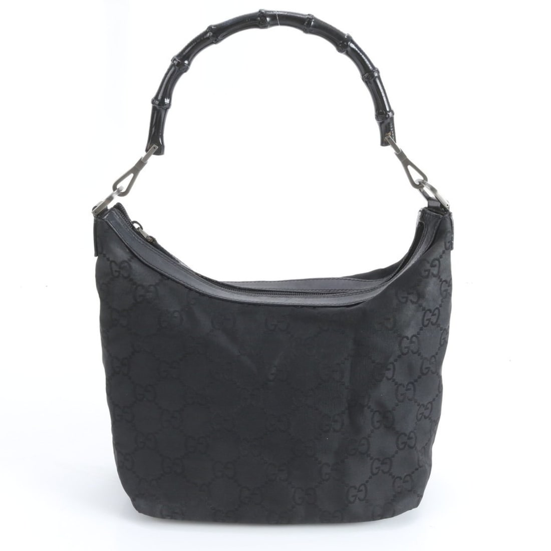 Gucci Bamboo GG Nylon 000-0531 Leather Shoulder Bag, Handbag, Black, Women's (1 of 10)