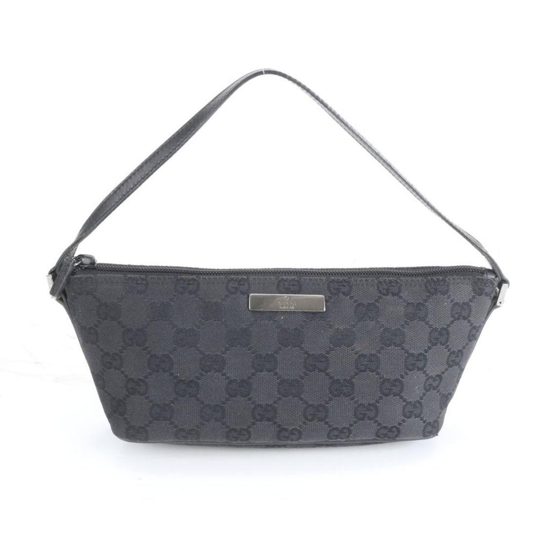 Gucci GG Canvas 07198 Leather Handbag Pouch Black Brand Women's (1 of 13)