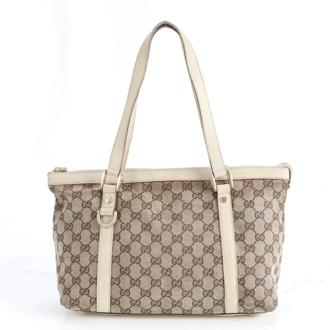 Gucci GG Canvas 141470 Leather Tote Bag Shoulder Handbag Brown Women's (1 of 11)