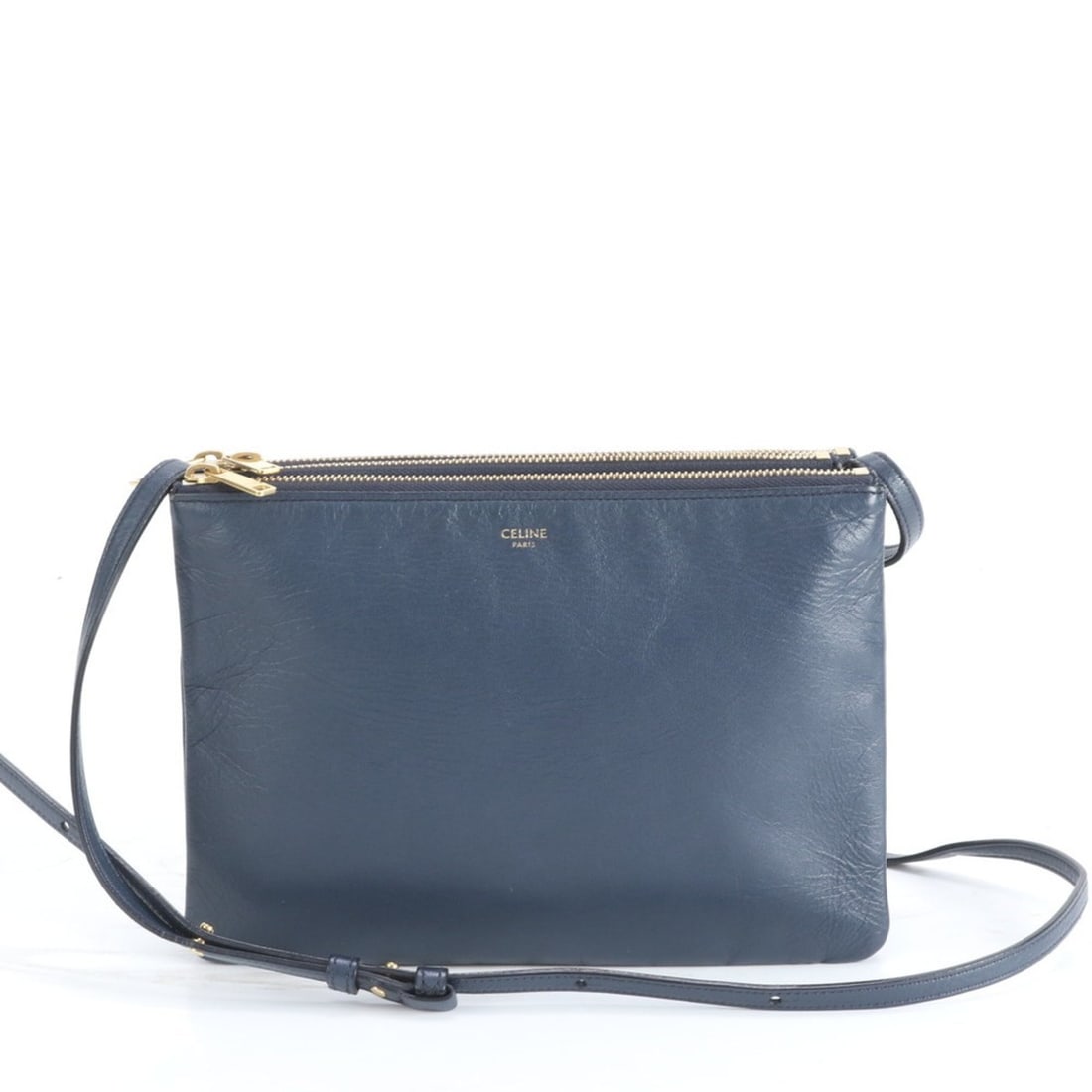 Celine Trio Leather Shoulder Bag/Crossbody Bag in Navy, Women's: --- Catalog ---Category: SizeSize (HxWxD): 18cm x 25cm x 5cm / 7.08'' x 9.84'' x 1.96''Strap Length: 110cm / 43.3''Category: DesignType: Shoulder bagColor: NavyGender: WomenMaterial: Leather