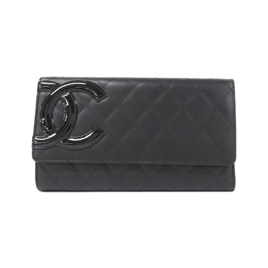 Chanel Cambon Line 46645 Wallet: --- Catalog ---Category: SizeSize (HxWxD): 11.5cm x 20cm x 2cm / 4.52'' x 7.87'' x 0.78''Category: DesignType: Long wallet (tri-fold)Color: BlackMaterial: Leather Leather/Fur Type: Calfskin, Enamel