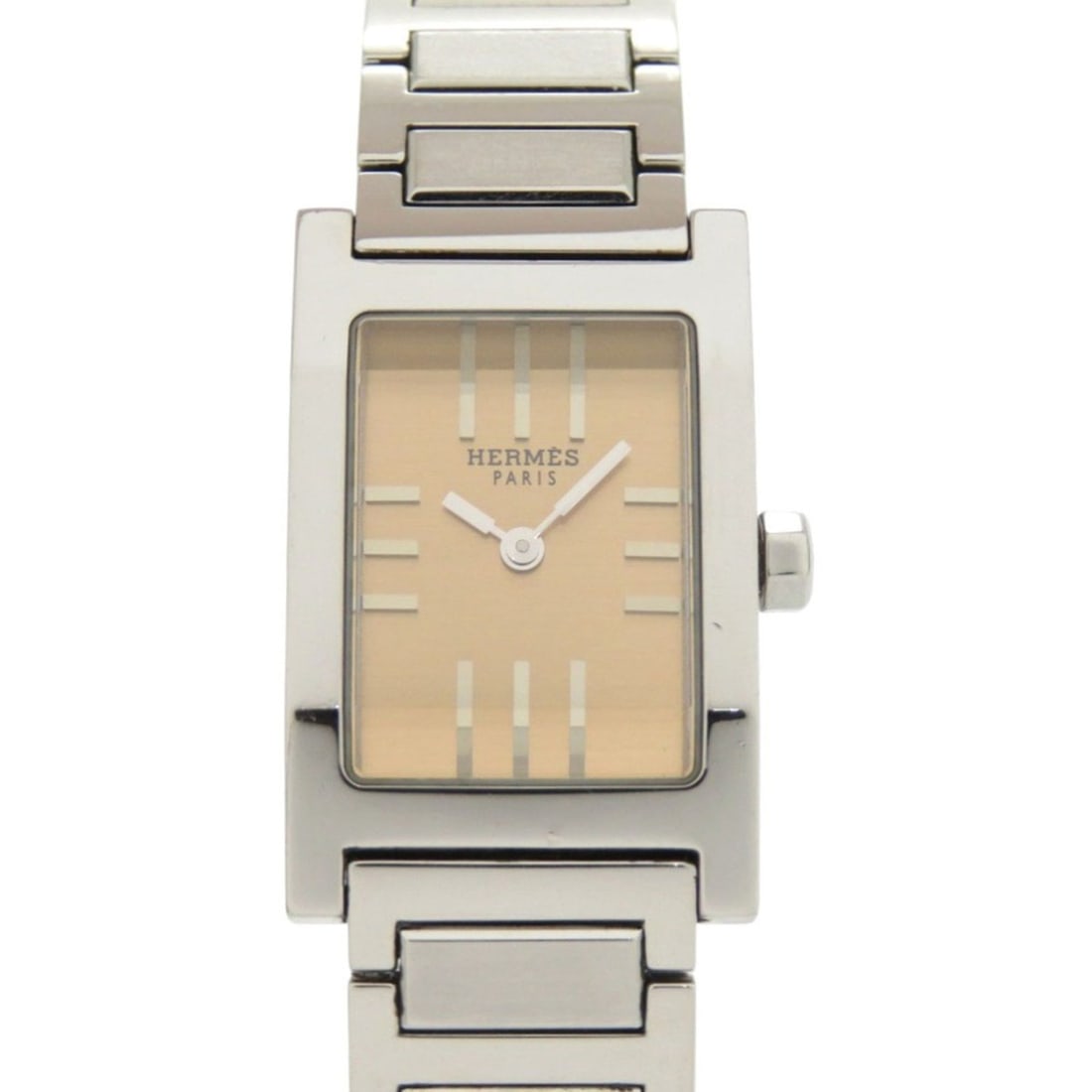 Hermès Tandem TA1.210 Orange Gold and Silver Stainless Steel Quartz Watch 0033HERMES: --- Catalog ---Category: SizeWrist Size: 17cm / 6.69''Case Diameter: 19mm / 0.75''Category: DesignType: WristwatchGender: WomenMaterial (Band): Stainless steelMaterial (Case): Stainless steelCategory: