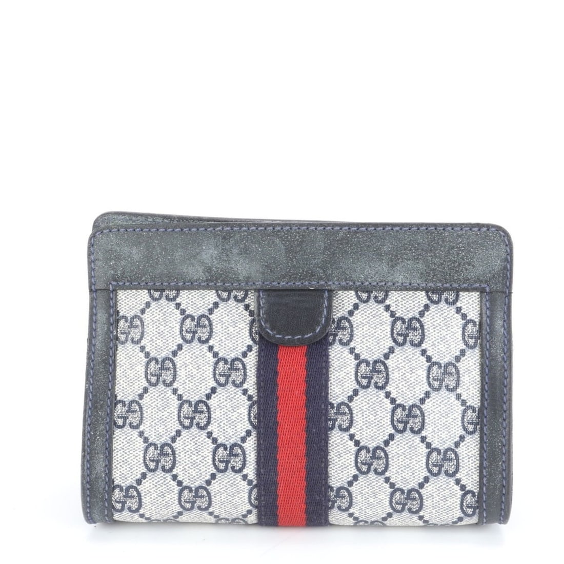 Gucci GG Supreme Sherry Line Leather Second Bag Clutch Pouch Navy Men's: --- Catalog ---Category: SizeSize (HxWxD): 13cm x 18cm x 8cm / 5.11'' x 7.08'' x 3.14''Category: DesignType: PouchColor: Gray, NavyGender: MenMaterial: GG Supreme Category: GeneralLine: Sherry LineBra