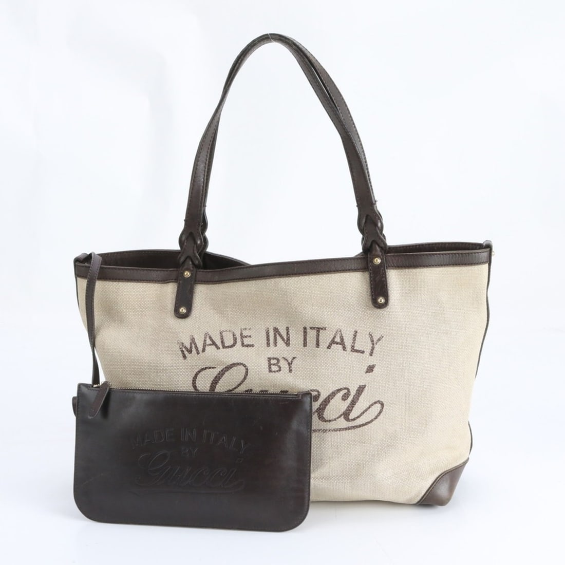 Gucci Craft 247209 Leather Canvas Tote Bag Shoulder Brown Women's (1 of 18)