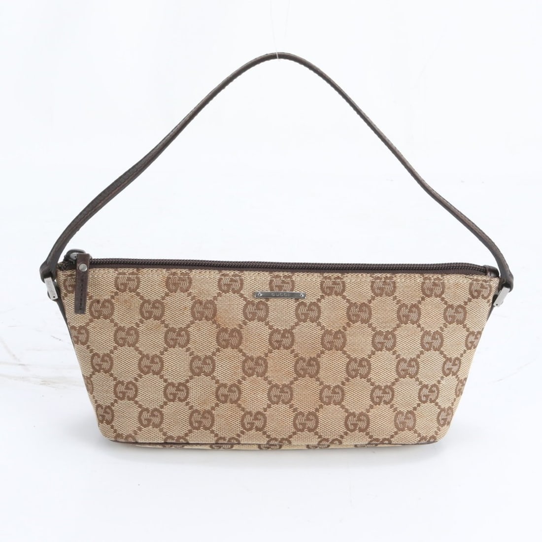 Gucci GG Canvas Pouch 07198 Leather Handbag Brown Brand Women's (1 of 17)