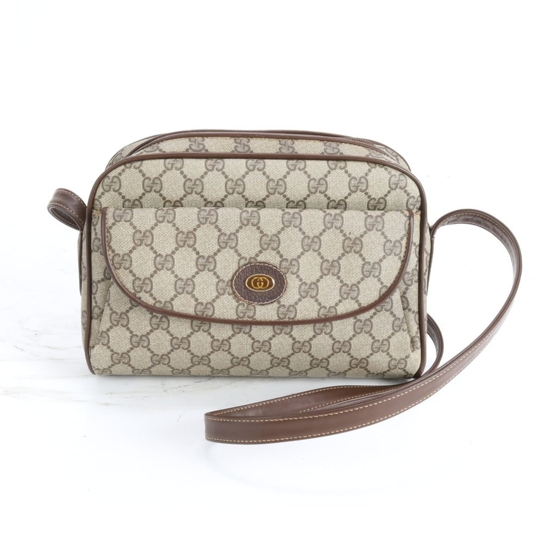 Gucci Old GG Supreme Leather Shoulder Bag Brown Women's (1 of 14)