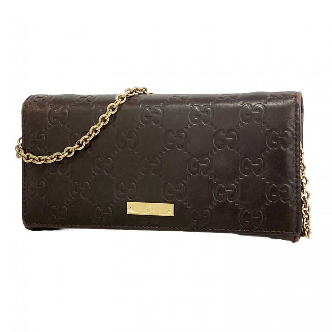 Gucci long wallet Guccissima 170426 leather dark brown champagne women's (1 of 17)