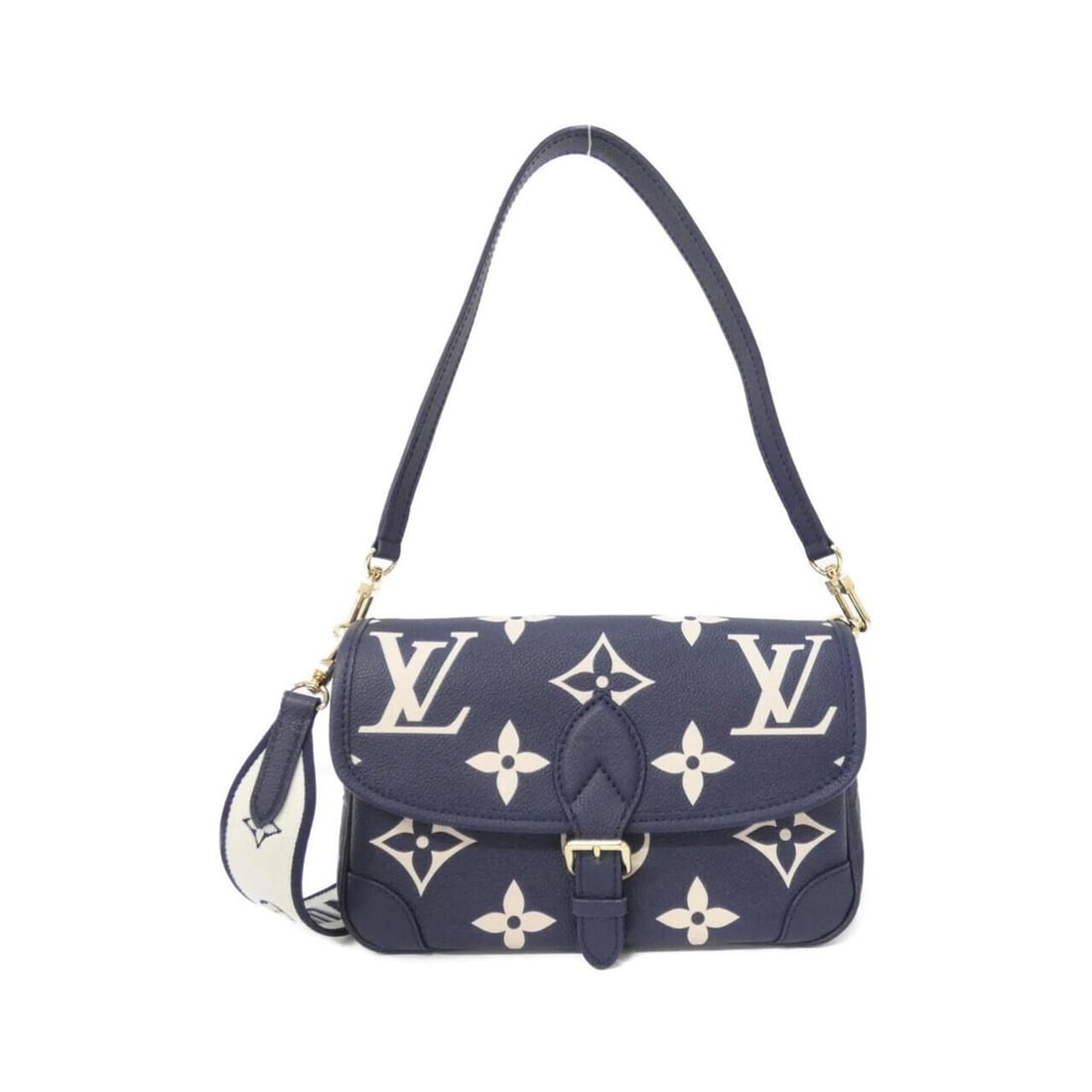 Louis Vuitton Two-Tone Monogram Empreinte Diane Shoulder Bag M47161: --- Catalog ---Category: SizeSize (HxWxD): 15cm x 24cm x 9cm / 5.9'' x 9.44'' x 3.54''Category: DesignType: Shoulder bagColor: Bicolor, Cream, NavyGender: WomenMaterial: Leather Leather/Fur Type: