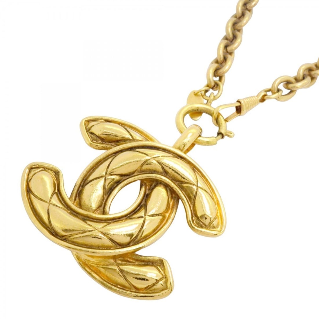 Chanel Coco Mark Matelasse Necklace, GP Plated, Gold, Women's: --- Catalog ---Category: SizePendant Size: 61mm x 57mm / 2.4'' x 2.24''Neck Circumference: 84.5 cm / 33.26''Category: DesignColor: GoldGender: WomenMaterial: Gold platingNecklace Type: NecklaceCategor