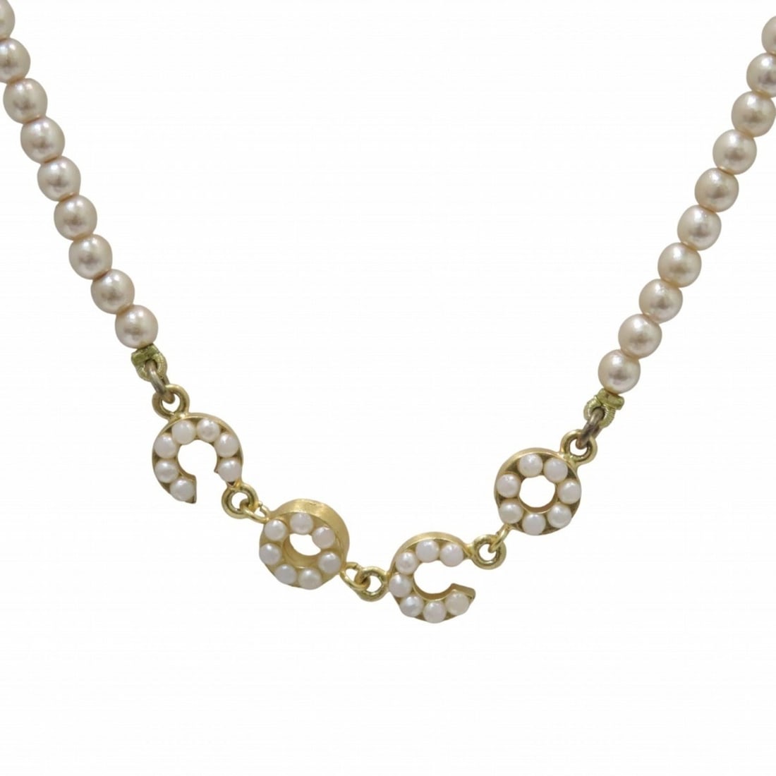 CHANEL necklace, approximately 40cm, GP, fake pearls (1 of 11)