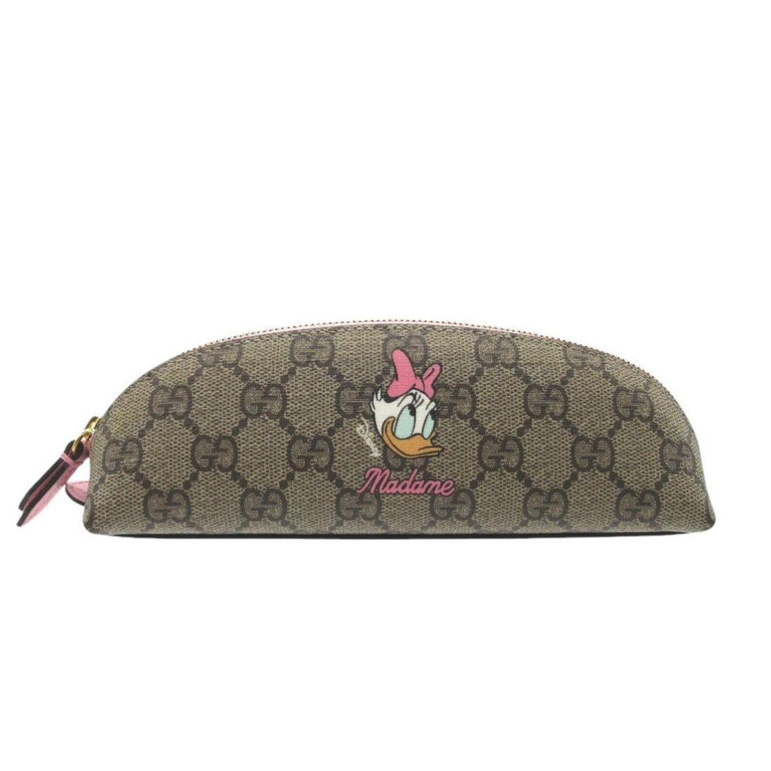 Unused Gucci Disney collaboration Daisy Duck GG Supreme leather pencil case 662129 beige pink 1084: --- Catalog ---Category: SizeSize (LxWxD): 7cm x 2cm x 5cm / 2.75'' x 0.78'' x 1.96''Category: DesignType: Pen caseColor: Beige, PinkMaterial: Canvas, LeatherCategory: GeneralMPN: 662129Brand: GucciCo
