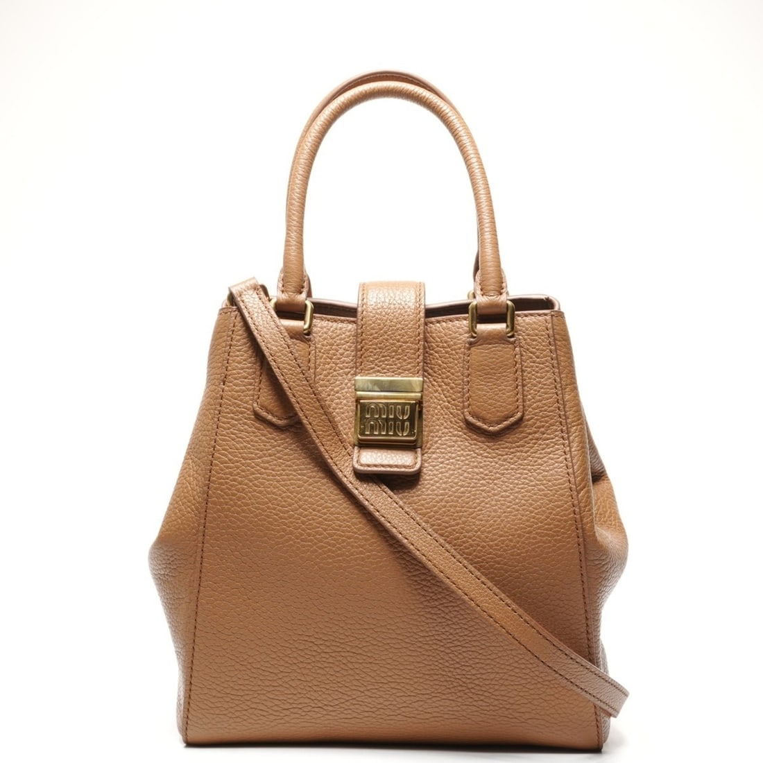 Miu Miu Miu Leather 2-Way Handbag Brown (1 of 13)