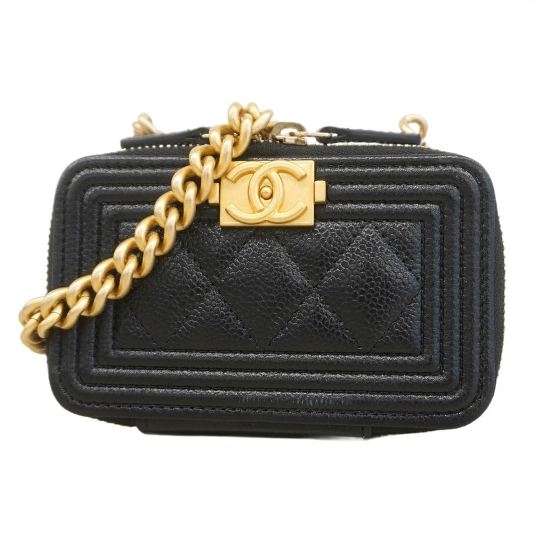 Chanel Shoulder Bag Boy Chain Caviar Skin Black Women's (1 of 11)