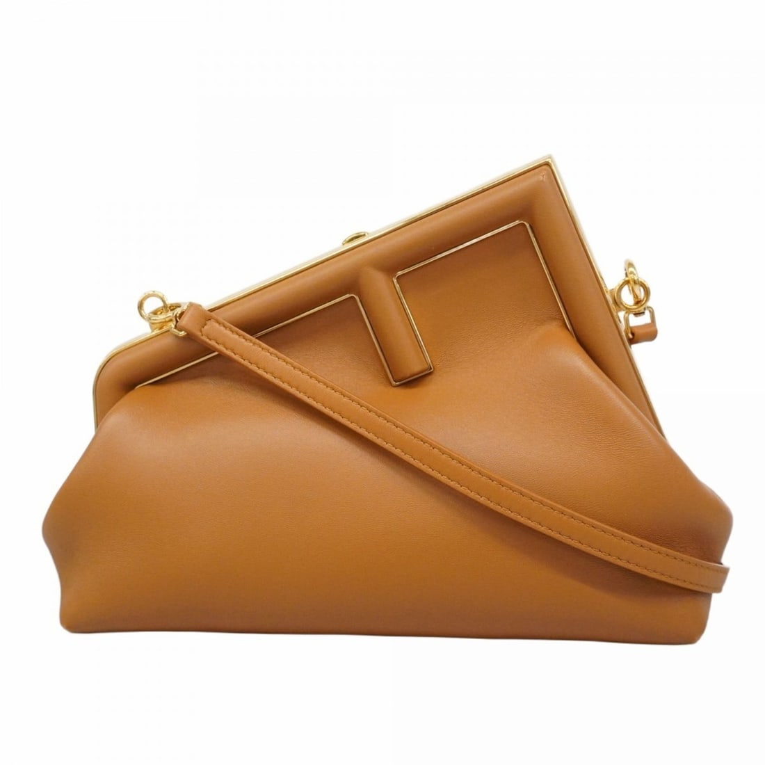 Fendi First Small Shoulder Bag, Leather, Beige, Women's (1 of 16)