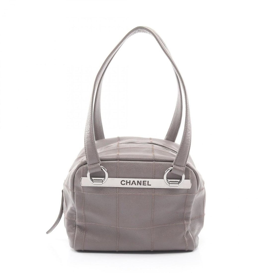 CHANEL Chocobar Shoulder Bag/Handbag in Calfskin Leather (Cowhide) for Women, Gray (1 of 12)