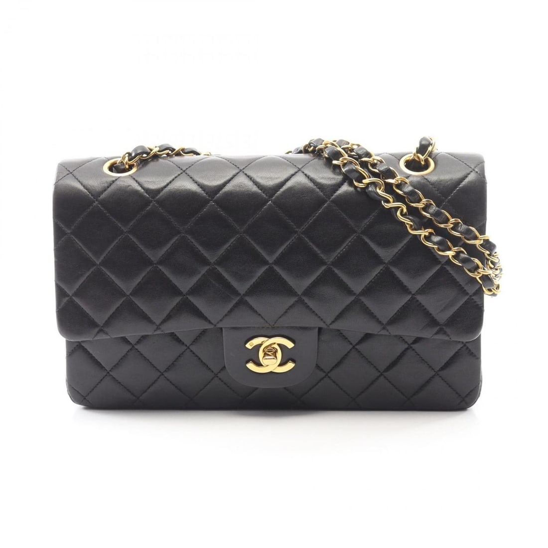 CHANEL Matelasse Double Flap Shoulder Bag/Handbag in Lambskin Leather, Black (1 of 13)