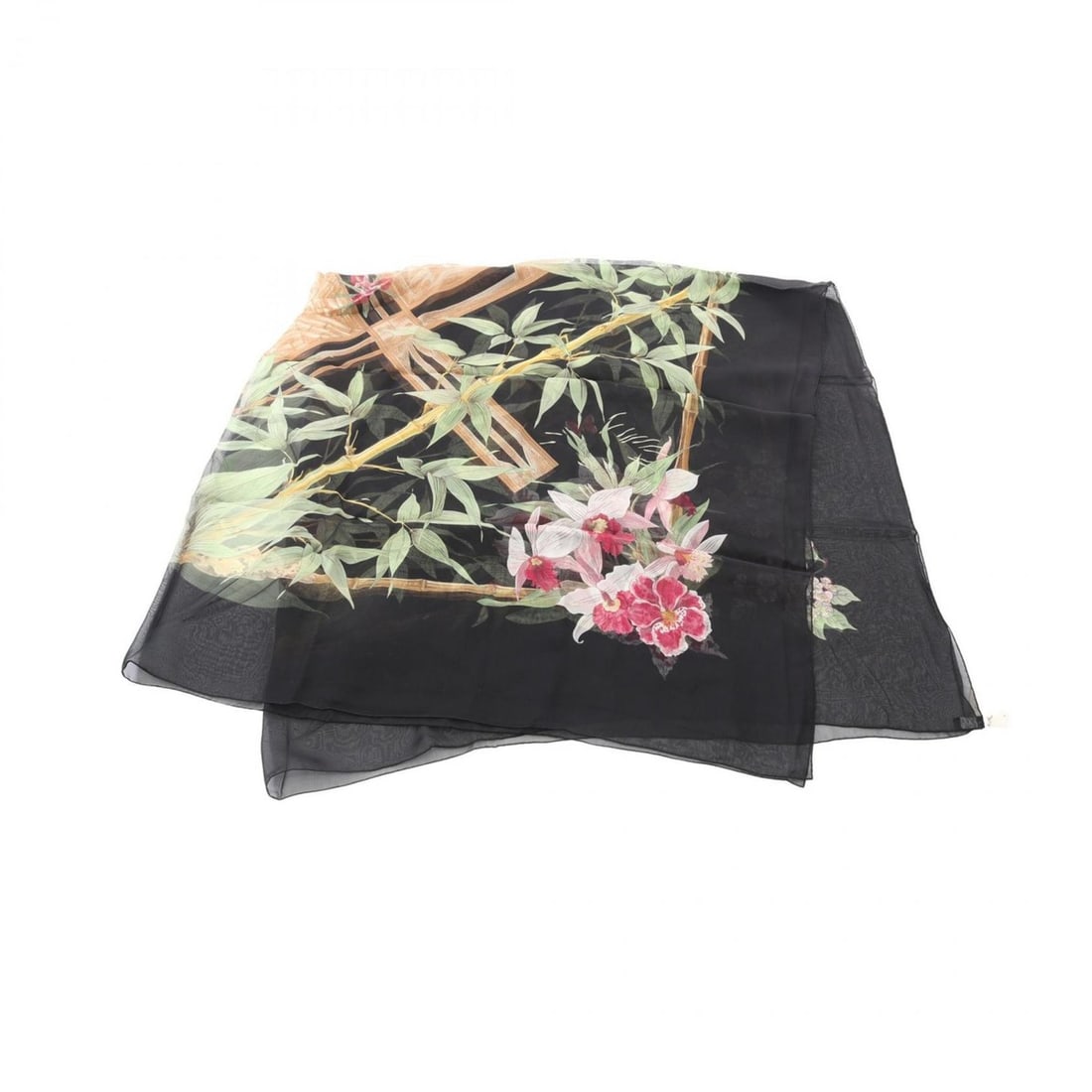 Hermes Hermès SERENITE Shawl Carré 140 Muslin Scarf/Muffler, Silk, Women's, Black/Multicolor (1 of 11)