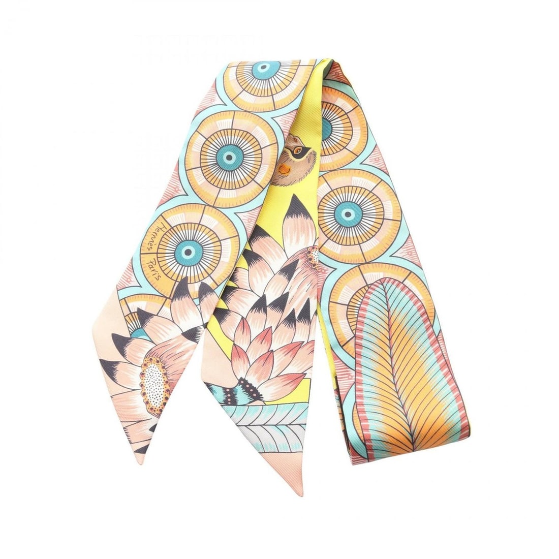 Hermes Hermès Twilly "The Savanna Dance" Scarf, Silk, Women's, Orange, Multicolor (1 of 10)