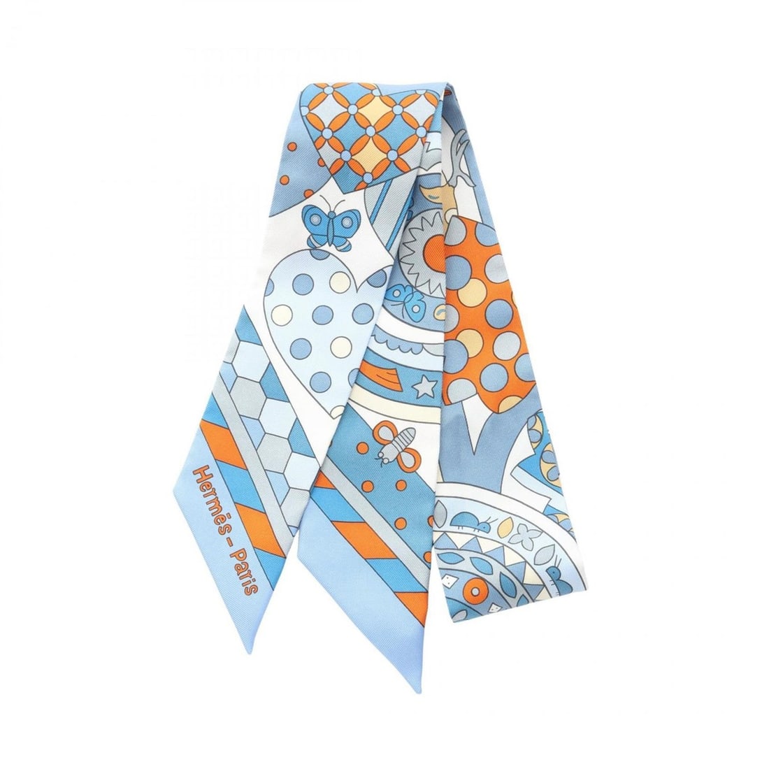 Hermes Hermès Twilly "Les Murmures de la Foret" Silk Scarf/Muffler for Women in Multicolor Blue (1 of 10)