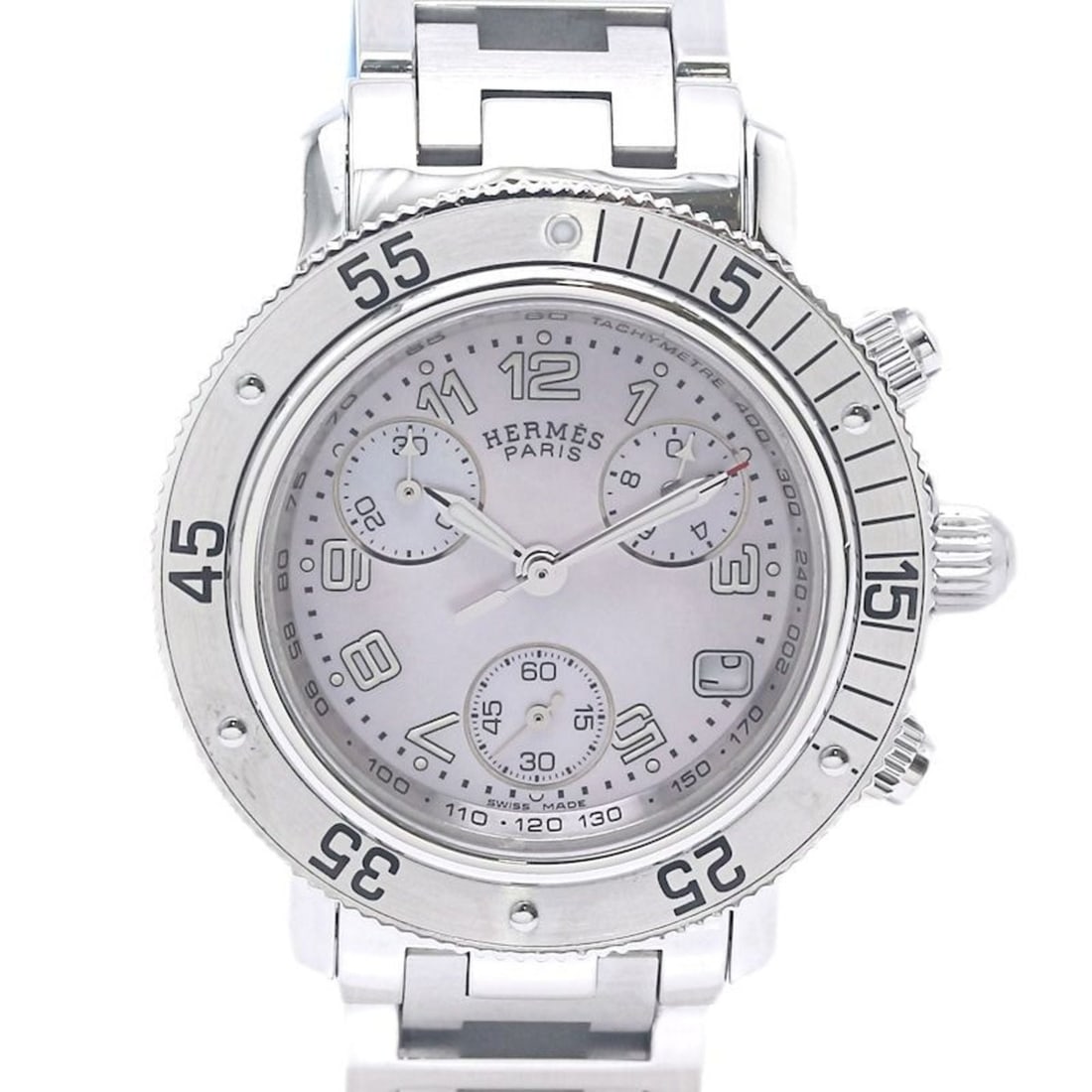 HERMES Clipper Diver Nacle Chronograph CL2.310.214 3782 with Old Buckle, Women's Stainless Steel (1 of 13)