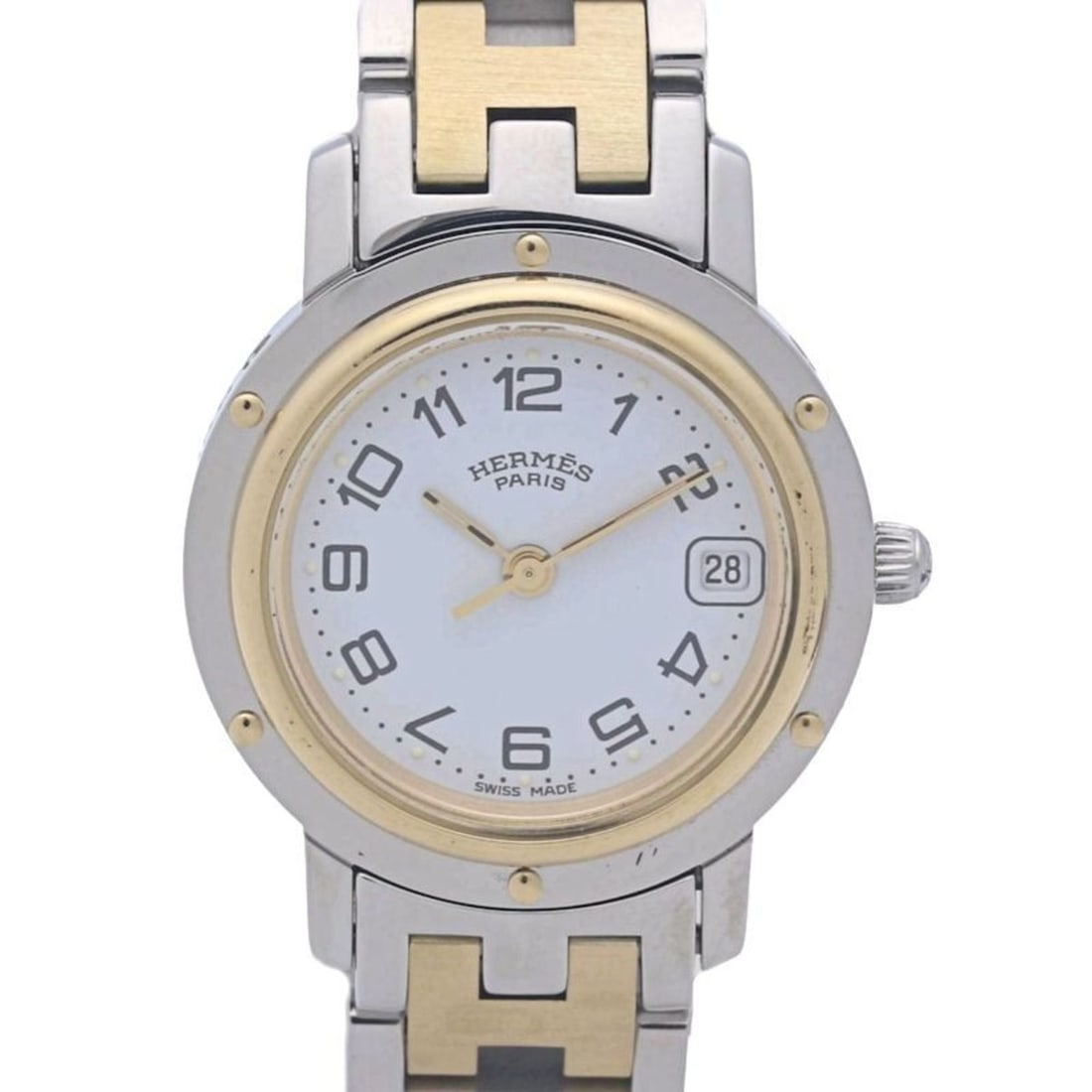 HERMES Clipper CL4.220.130 3752, old buckle, women's watch, SSxGP, 130484 (1 of 14)