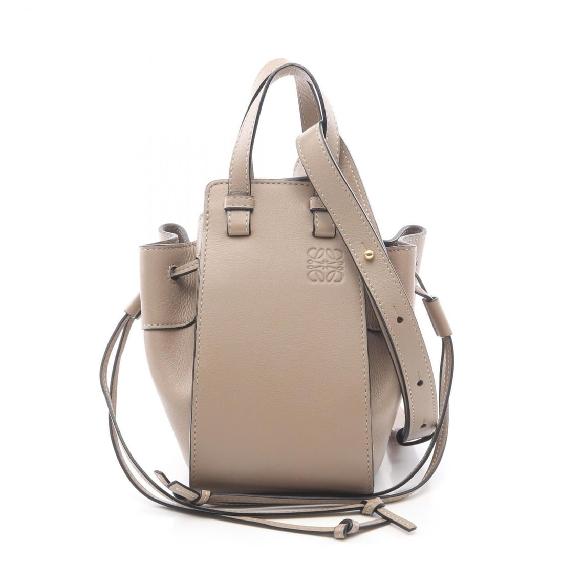 LOEWE Hammock Drawstring Bag, Mini, Leather, Women's, Beige (1 of 12)