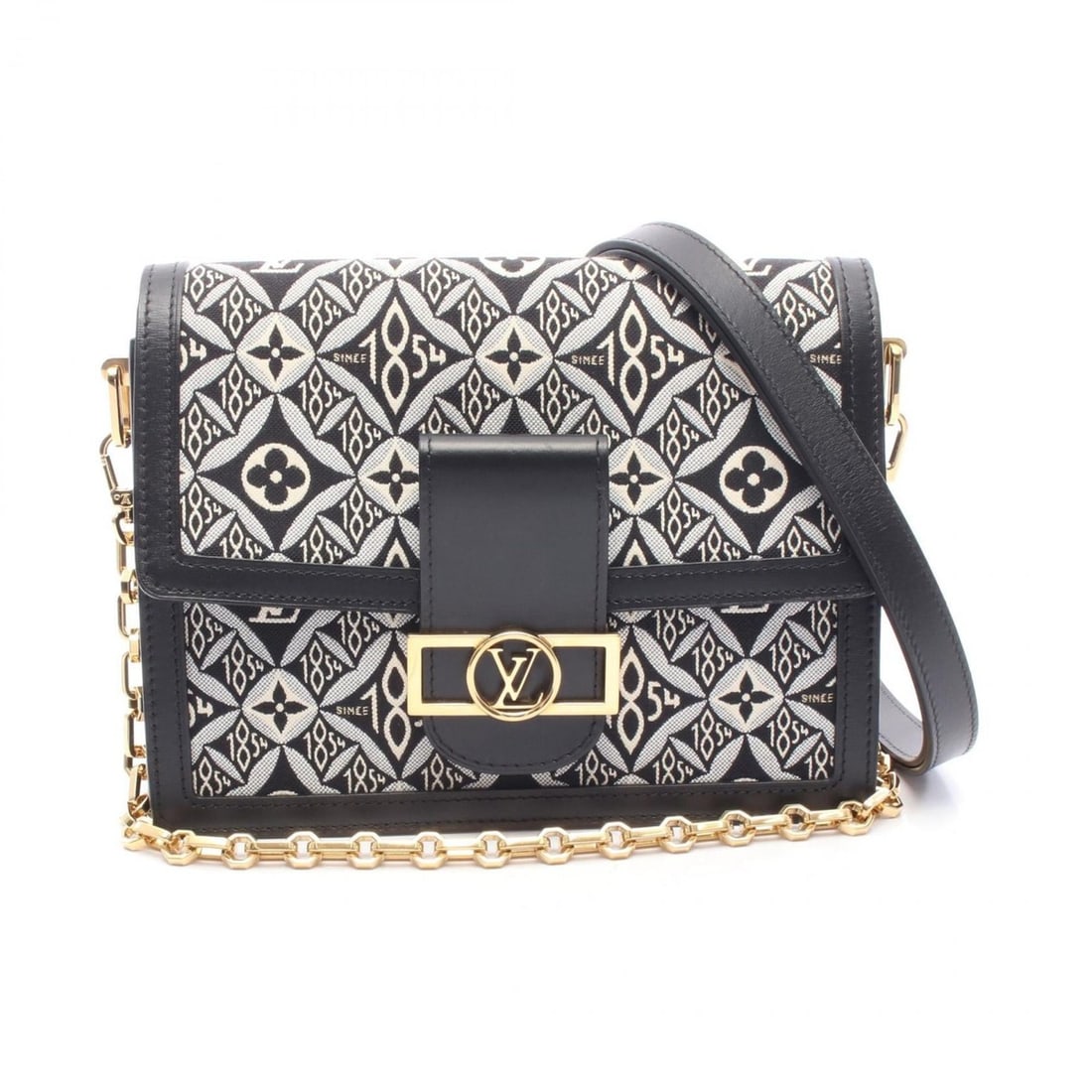 Louis Vuitton Dauphine MM Since 1854 Shoulder Bag/Handbag, Canvas and Leather with Monogram: --- Catalog ---Category: SizeSize (HxWxD): 19cm x 24.5cm / 7.48'' x 9.64''Category: DesignType: Handbag, Shoulder bagColor: Black, NoirGender: WomenMaterial: Canvas , Leather Category: GeneralMPN: M57
