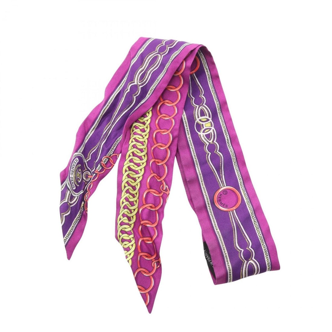 Hermes Hermès MAILLONS Twilly Scarf, Silk, Women's, Purple, Multicolor (1 of 20)