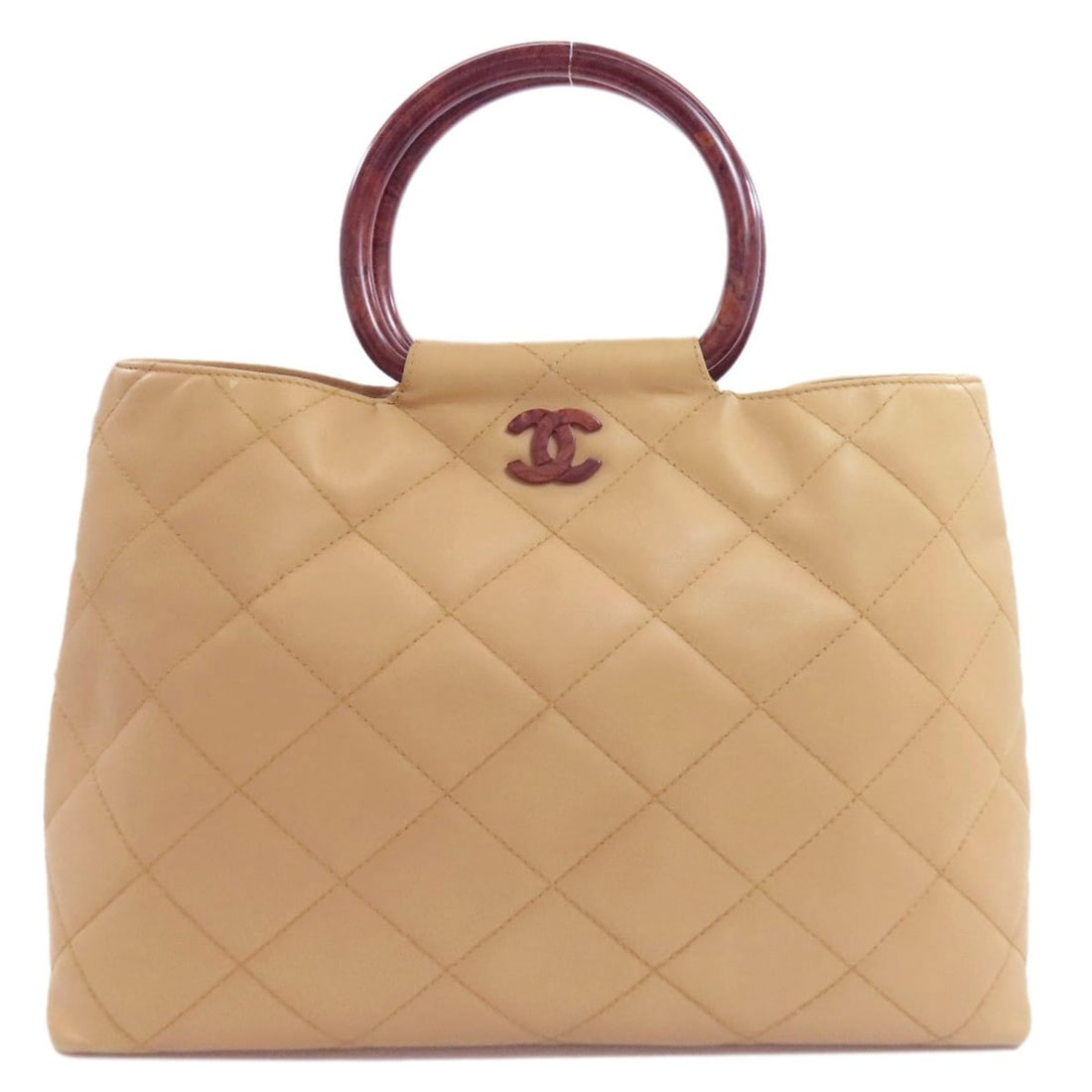 CHANEL Matelasse handbag in calf leather with wood handle and gold hardware. Women's. (1 of 20)