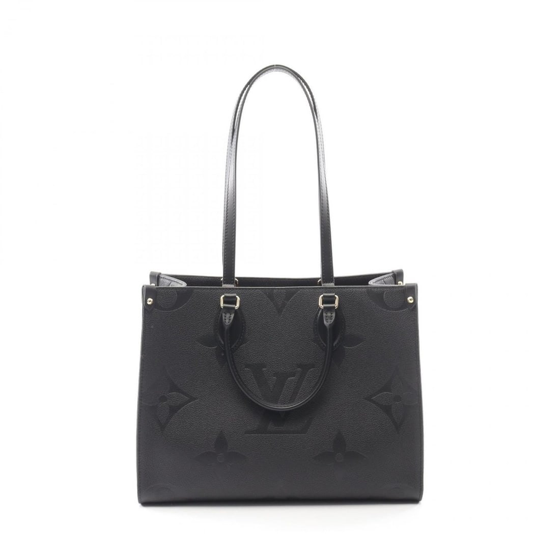 Louis Vuitton On the Go MM Tote Bag, Monogram Empreinte Leather, Women's, Black, M45595 (1 of 10)