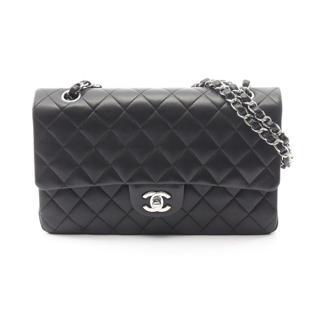CHANEL Matelasse Double Flap Shoulder Bag/Handbag in Lambskin Leather, Black (1 of 15)