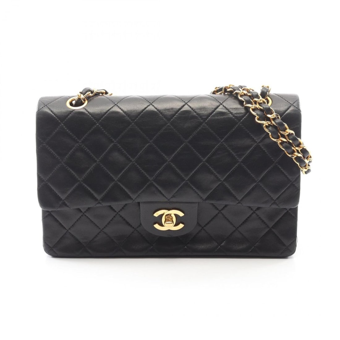 CHANEL Matelasse Double Flap Shoulder Bag/Handbag in Lambskin Leather, Black (1 of 14)
