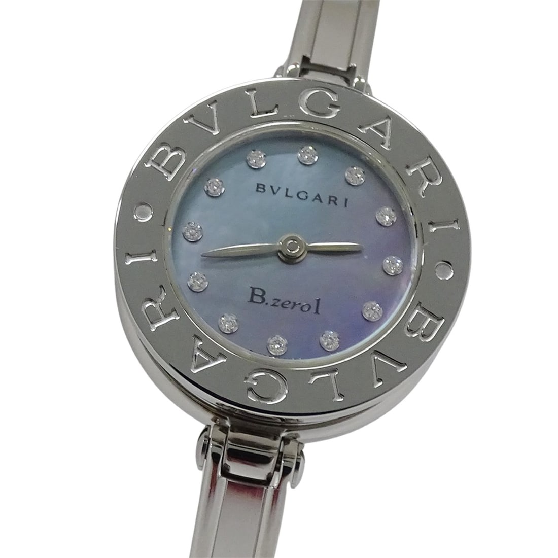 BVLGARI Women's B-zero1 Watch, Blue Shell with 12 Diamonds, Quartz Movement, Stainless Steel, BZ22S, (1 of 14)