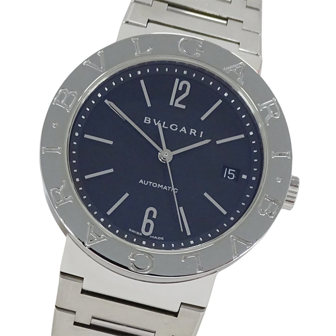 BVLGARI Men's Watch, Date Automatic, Stainless Steel, AT, SS, BB38SS, Silver/Black, Round, Polished (1 of 15)
