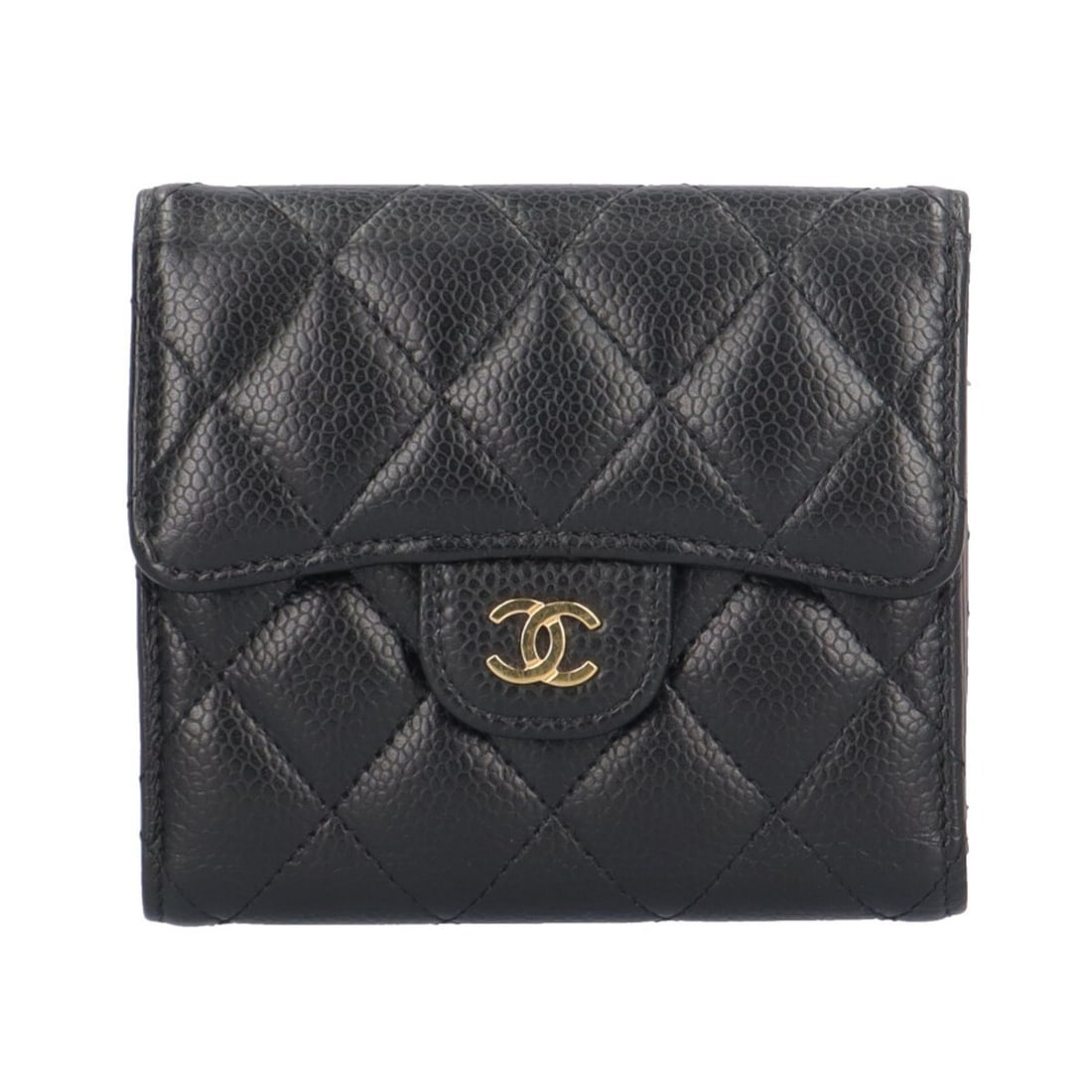 Pre-owned Chanel Classic Small Flap Wallet Matelasse Tri-fold in Caviar Skin, AP0231, Women's (1 of 17)