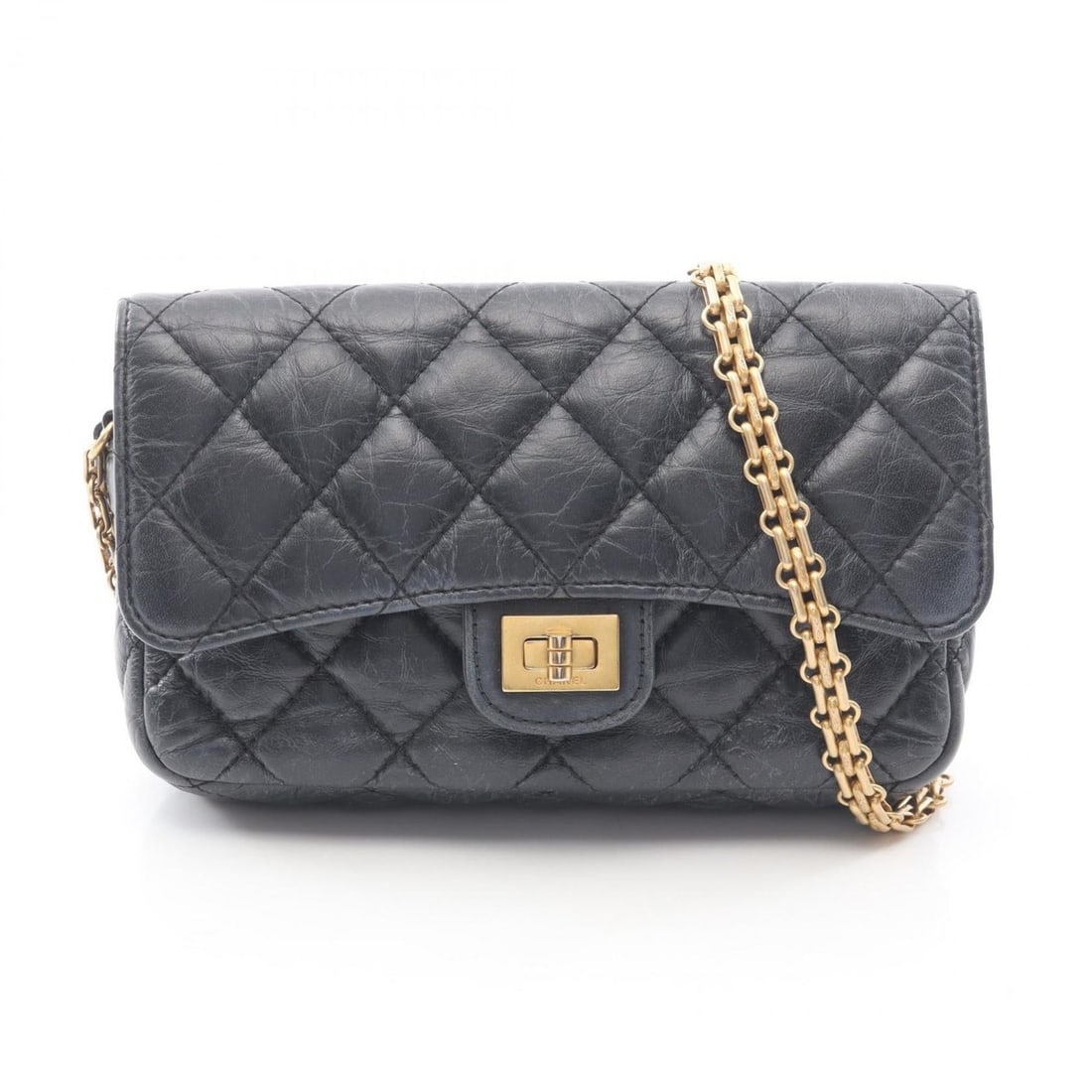 CHANEL 2.55 Matelasse Chain Phone Case Wallet Shoulder Bag/Handbag in Calfskin Leather, Gray (1 of 15)