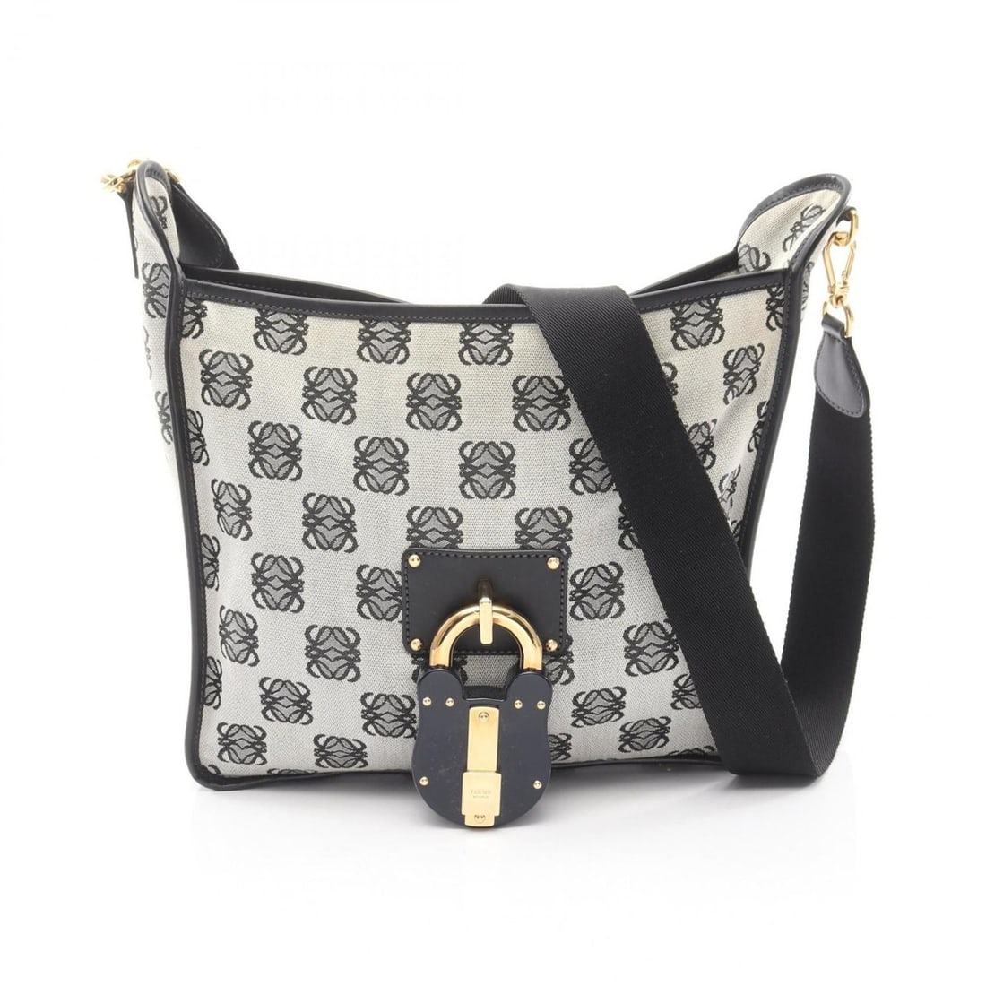 LOEWE Anagram Shoulder Bag/Handbag in Canvas and Leather, Women's, Black Ivory: --- Catalog ---Category: SizeSize (HxWxD): 26cm x 29cm x 8cm / 10.23'' x 11.41'' x 3.14''Category: DesignType: Handbag, Shoulder bagColor: Black, IvoryGender: WomenMaterial: Canvas , Leather Category: