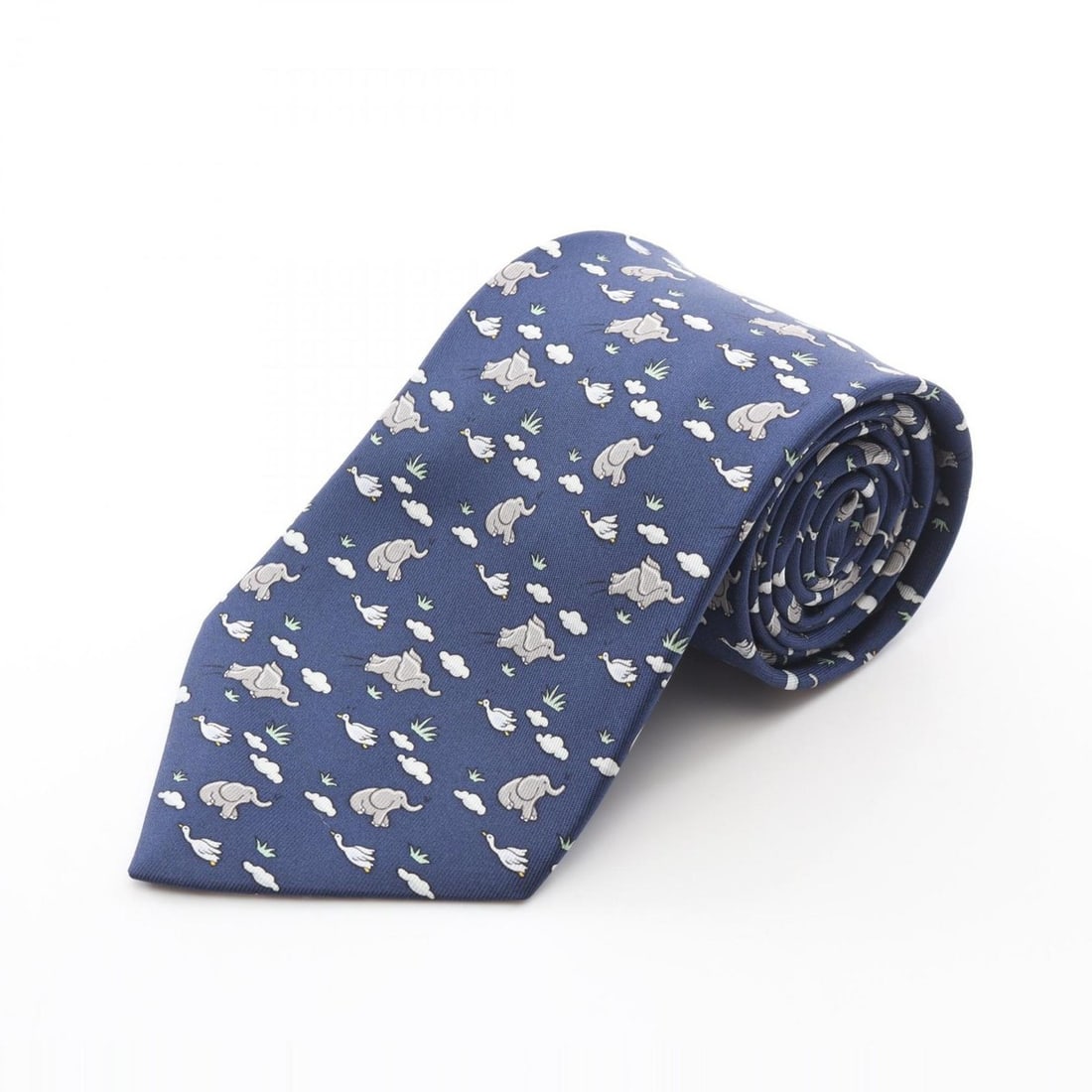 Hermes Hermès silk tie, men's, navy blue (1 of 8)