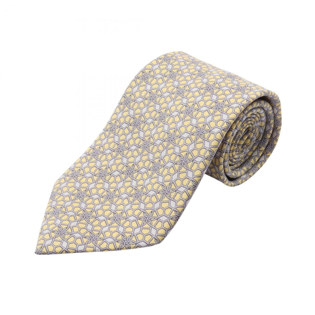 Hermes HERMES tie, silk, men's clothing, yellow and gray (1 of 10)