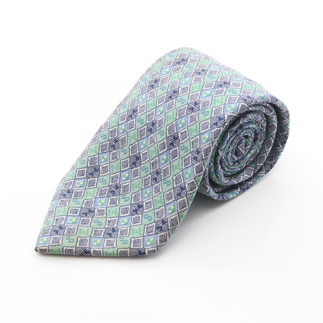 Hermes HERMES tie, silk, men's clothing, green and blue (1 of 11)