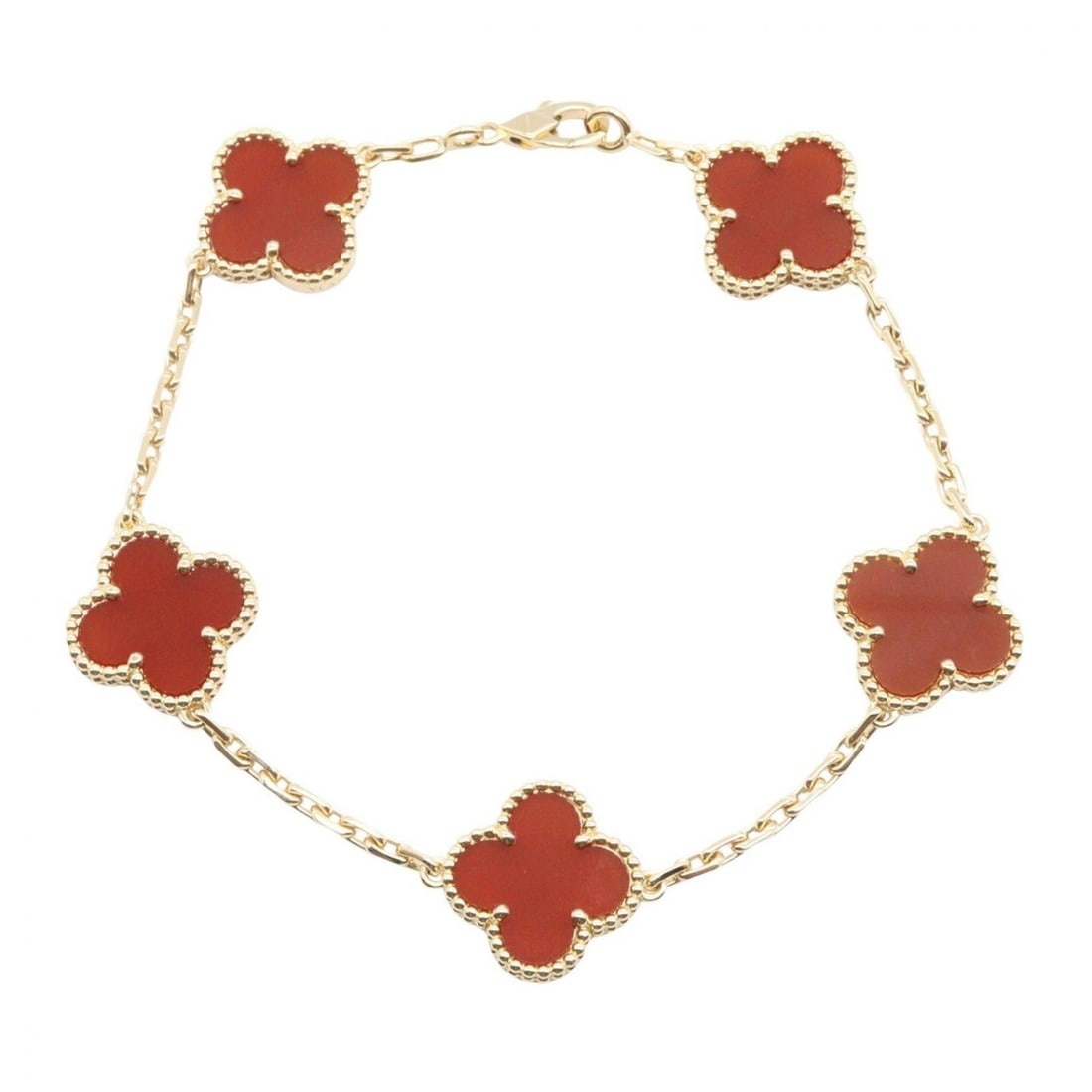 Van Cleef & Arpels Vintage Alhambra Carnelian Bracelet, 18K Yellow Gold, Carnelian, Women's, Gold (1 of 14)