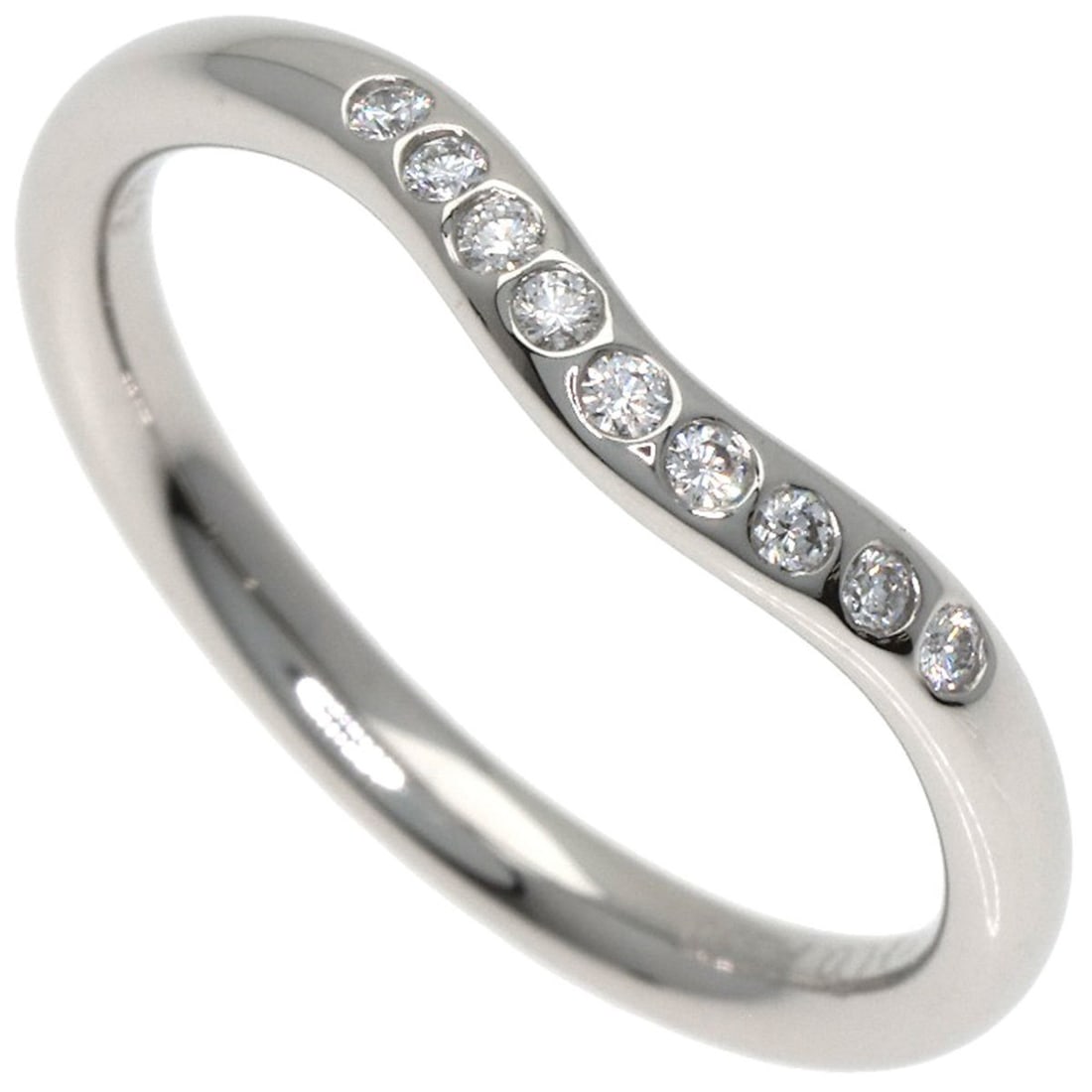 Tiffany & Co. Curved Band Diamond Ring in Platinum PT950 for Women. TIFFANY (1 of 9)